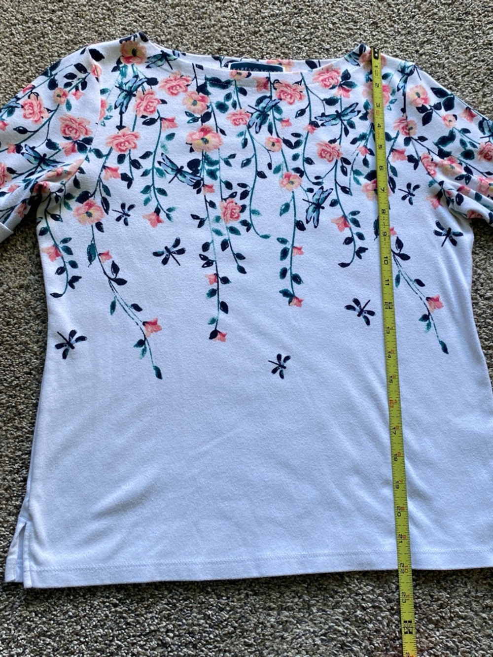 Karen Scott White Short-Sleeve Tee with Pink Rose & Green Vine Print - Picture 5 of 6